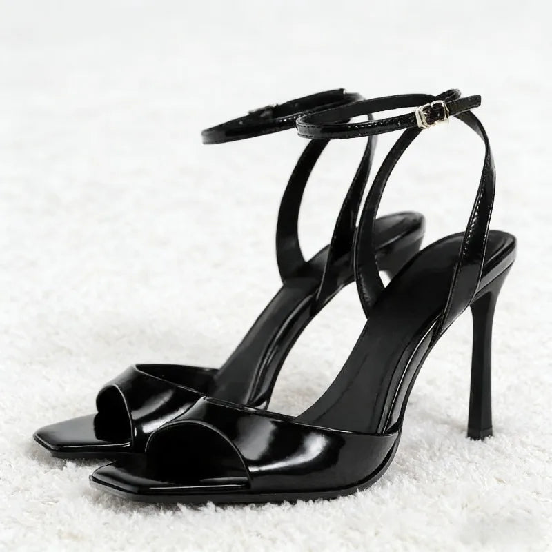 Coffee Ankle Buckle Heel