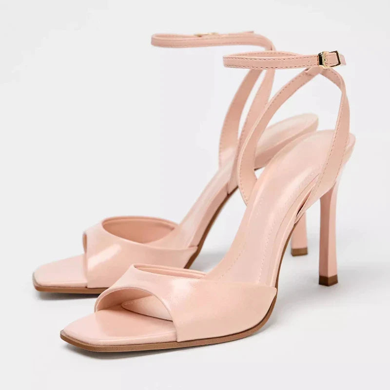 Coffee Ankle Buckle Heel