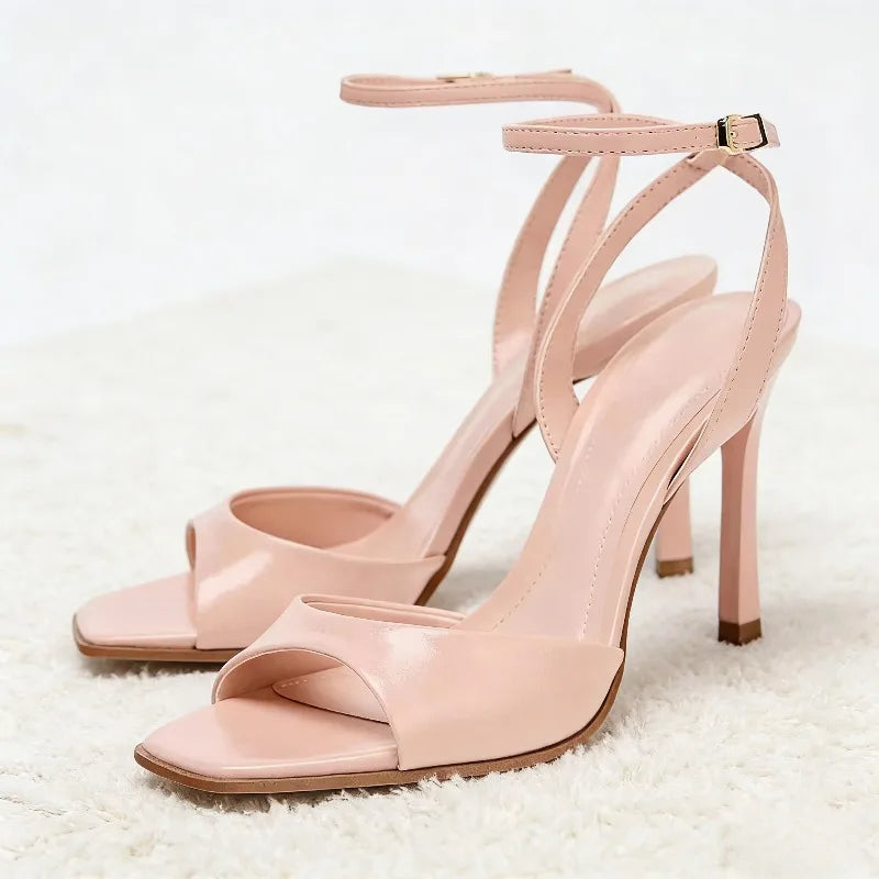 Coffee Ankle Buckle Heel