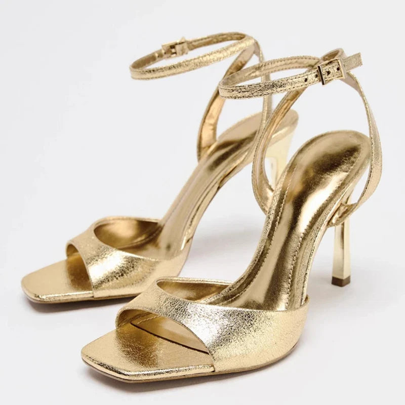 Coffee Ankle Buckle Heel