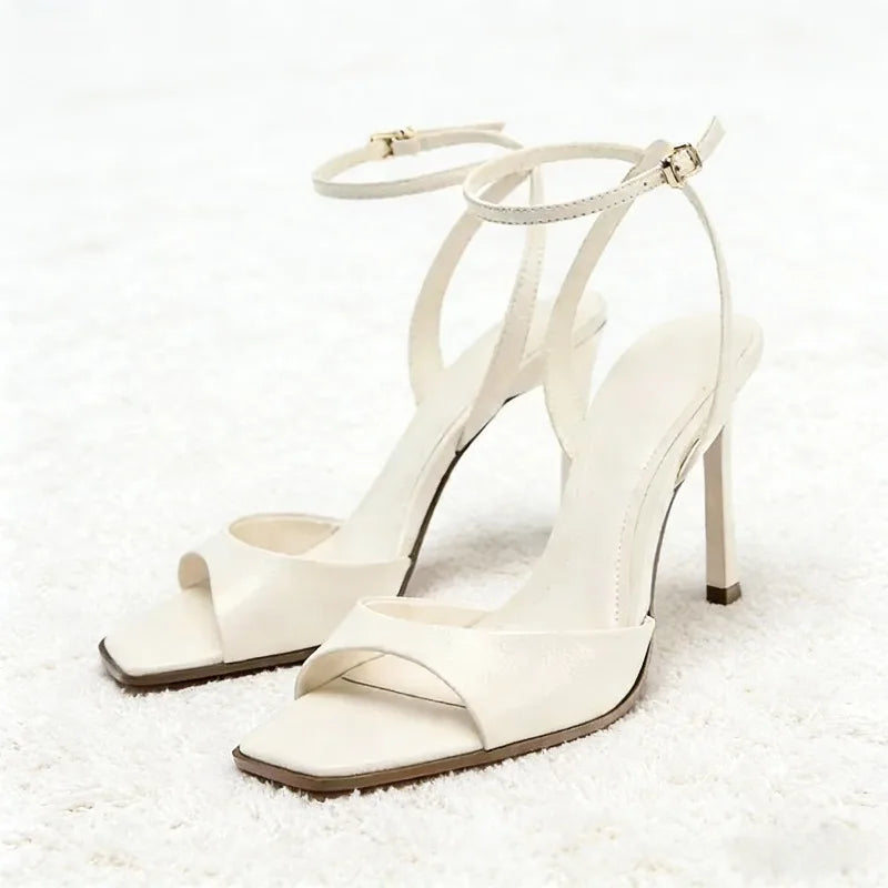 Coffee Ankle Buckle Heel