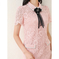 Designer Crystal Bow Lace Elegant Party Dresses