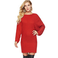 Dolman Design Solid Color Sweater Dress