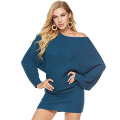 Dolman Design Solid Color Sweater Dress