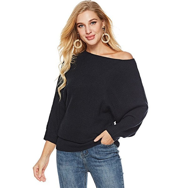 Dolman Design Solid Color Sweater Dress