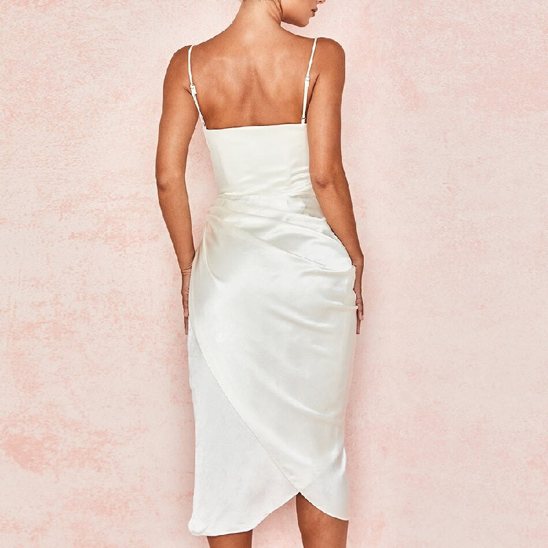 Draped Spaghetti Strap Club Party Dress