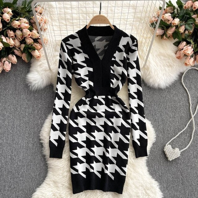 Elastic Slim Pencil Sweater  Dress