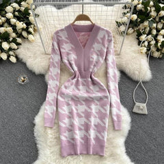 Elastic Slim Pencil Sweater  Dress