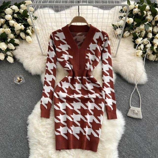 Elastic Slim Pencil Sweater  Dress