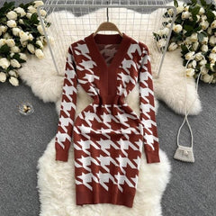 Elastic Slim Pencil Sweater  Dress