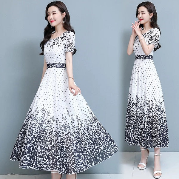Elegant O-neck Dress Retro Beach Party Dress