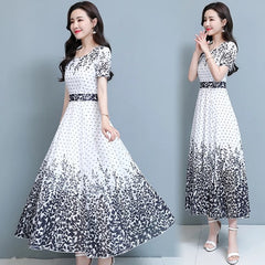 Elegant O-neck Dress Retro Beach Party Dress