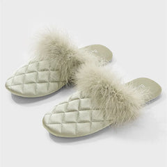 Feather Decoration Design Slippers Comfort Lightweight Soft Sole Home Slippers Elegant Non Slip Zapatos De Mujer