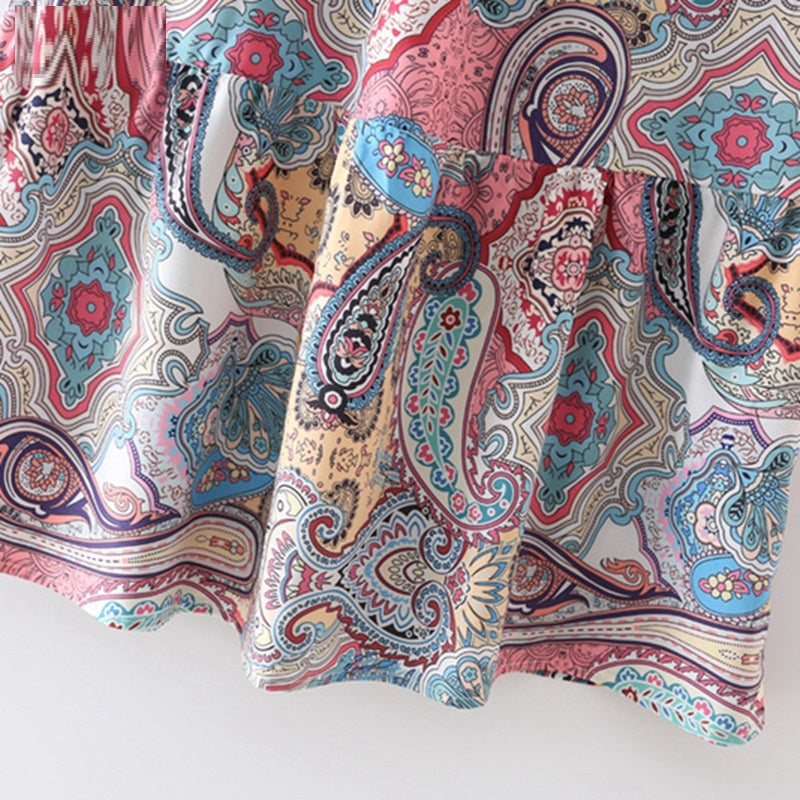 Casual Flowers Print Halter Sleeveless A-LINE Mini Dress