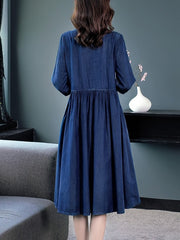 Knee Length Half Sleeve Embroidery Dress