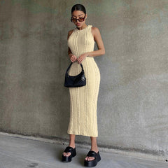 Knit Sleeveless Round Neck Dress