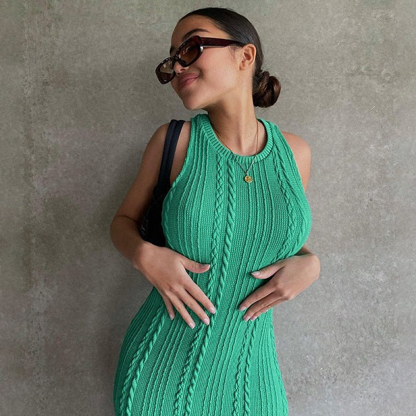 Knit Sleeveless Round Neck Dress