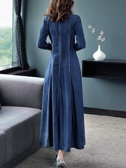 Long Maxi Style Embroidery Single Breasted Dress