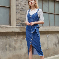 Long Mid-calf Strapless Stretch Slit Sheath Dresses