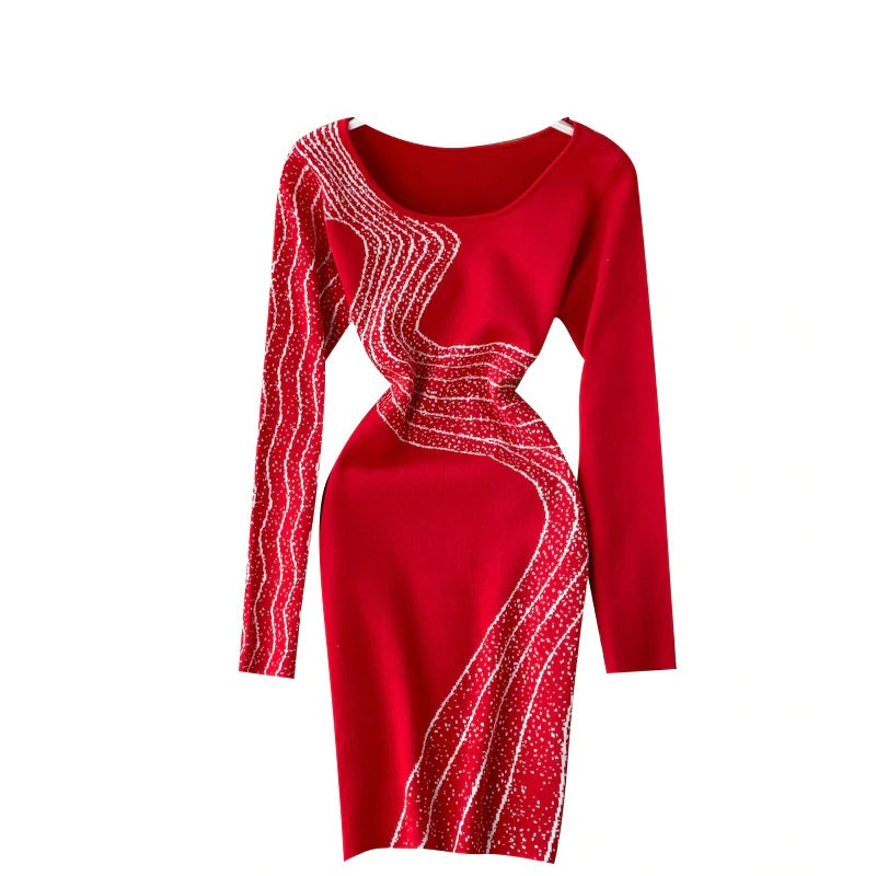 Long Sleeve Slim Short Street Wear Sweater Dress