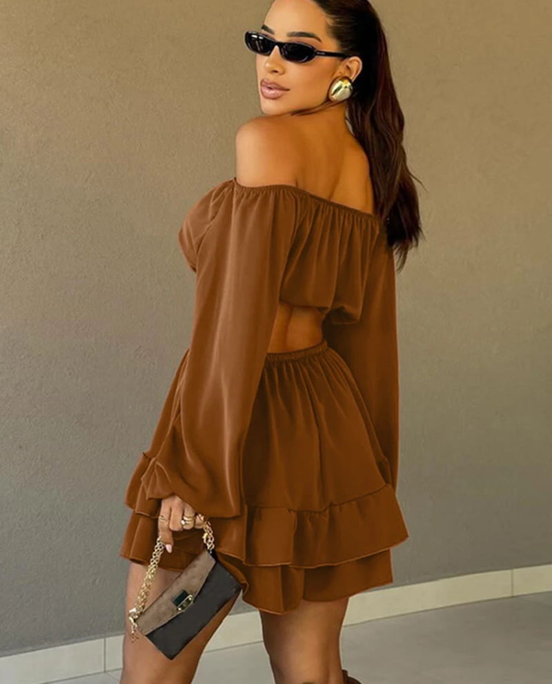 Loose Long Sleeve Crop Top With High Waist Pleated Mini Skirt Set