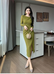 Mesh Elegant Sequin O-Neck Folds Party Prom Robe Long Dress