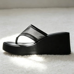 Mesh Platform Sandals for Clip Toe Wedges Street-Style Comfortable Shoes