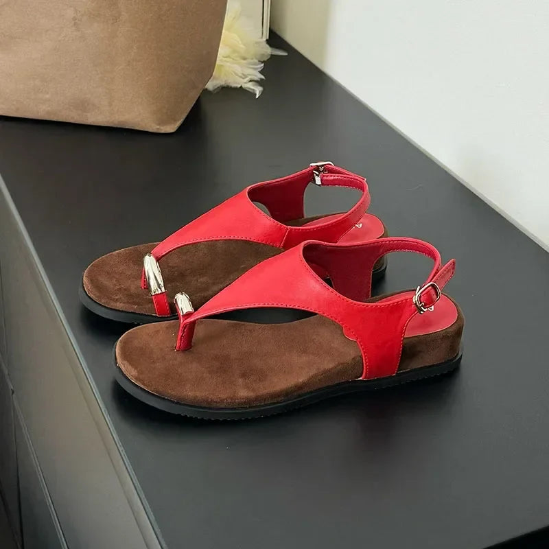 Metal Decoration Design Brand Slippers Clip Toe Slide Sandal Comfort Non-Slip Vacation Beach Flip-flop