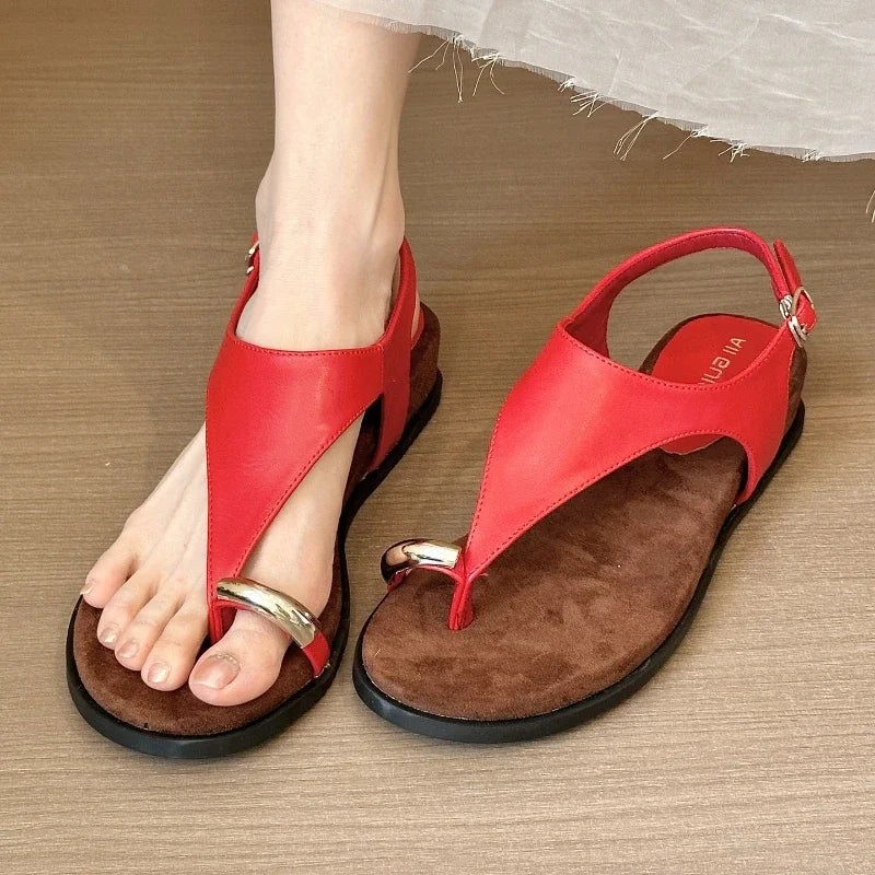 Metal Decoration Design Brand Slippers Clip Toe Slide Sandal Comfort Non-Slip Vacation Beach Flip-flop