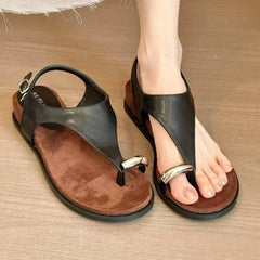Metal Decoration Design Brand Slippers Clip Toe Slide Sandal Comfort Non-Slip Vacation Beach Flip-flop