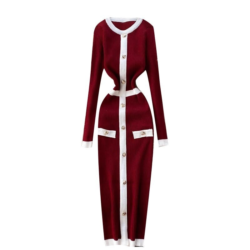 O Neck Long Sleeve Slim Street Wear Bodycon Dresses