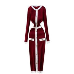 O Neck Long Sleeve Slim Street Wear Bodycon Dresses