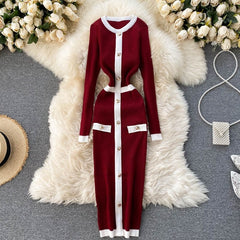 O Neck Long Sleeve Slim Street Wear Bodycon Dresses