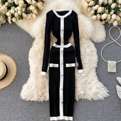 O Neck Long Sleeve Slim Street Wear Bodycon Dresses