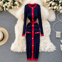 O Neck Long Sleeve Slim Street Wear Bodycon Dresses