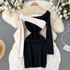Off Shoulder Long Sleeve Mini Dress