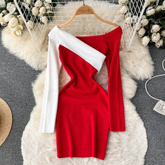 Off Shoulder Long Sleeve Mini Dress