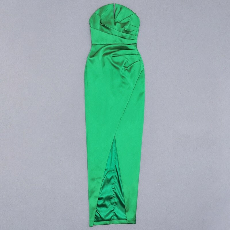 Off Shoulder Strapless Split Ruched Party Dress