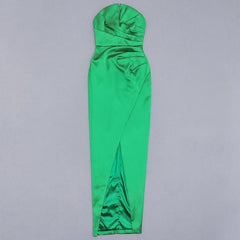 Off Shoulder Strapless Split Ruched Party Dress