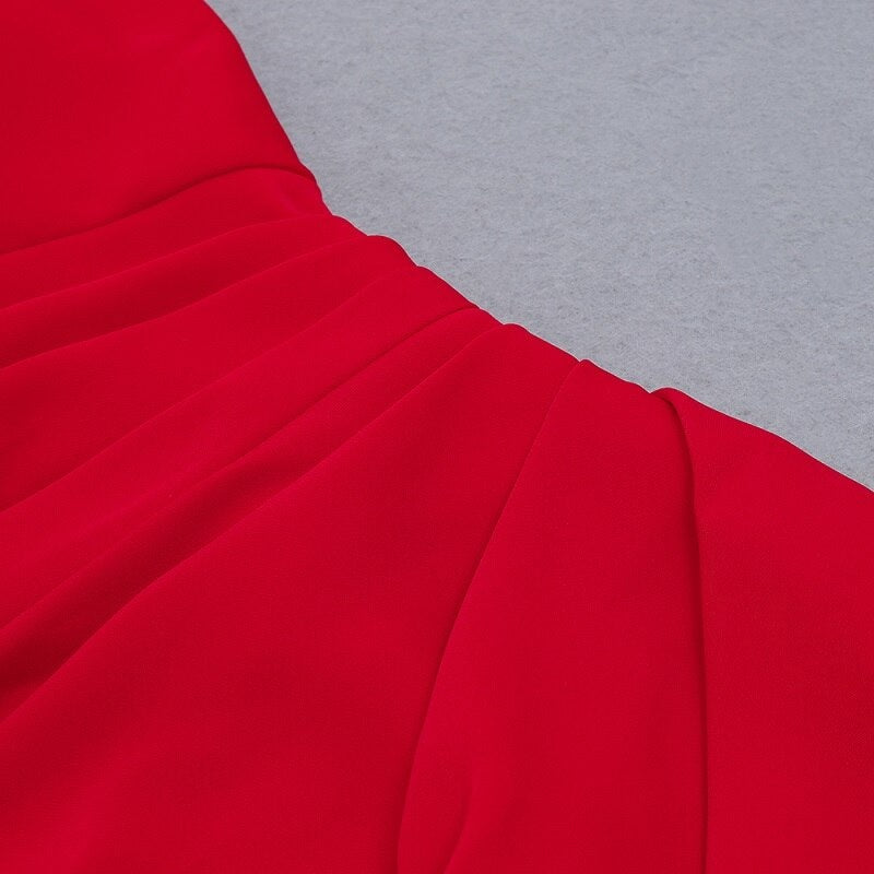 Asymmetrical Pleated One Shoulder Drape Split Party Dresses