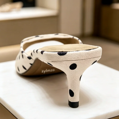 Polka-Dot Detail Kitten Heel