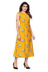 Printed Long Dress With Cloth Belt