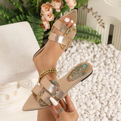 Rivet Decoration Design Flat Slippers Open Toe Beach Sandals Comfort Soft Sole Casual Shoes