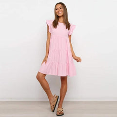 Ruffled High-waist Sweet Mini Dress