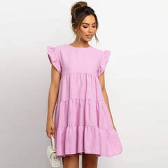 Ruffled High-waist Sweet Mini Dress