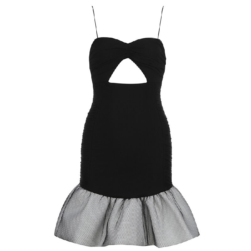 Casual Strapless Hollow Out Spaghetti Strap Evening Party Dress