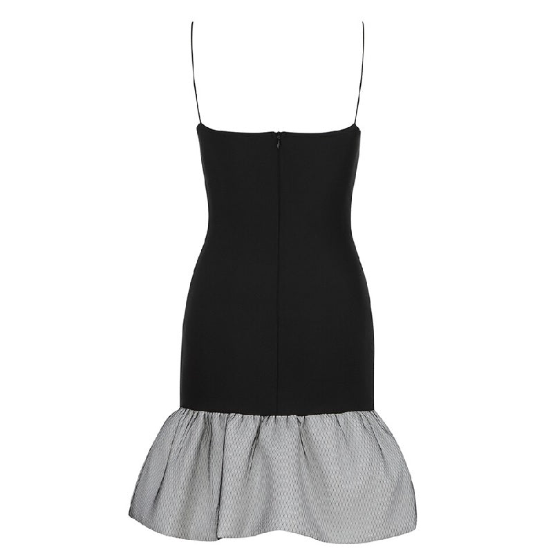 Casual Strapless Hollow Out Spaghetti Strap Evening Party Dress