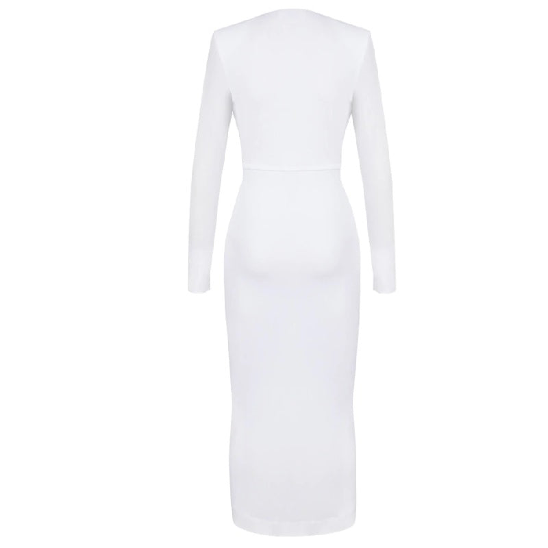 Split Deep V-Neck Sashes Bodycon Dress