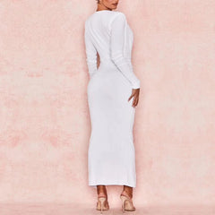 Split Deep V-Neck Sashes Bodycon Dress