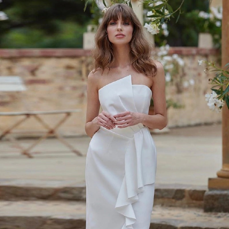 Strapless Cascading Ruffle Party Dress